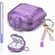 thumbnail image 1 of wonima44 [Upgrade Lock] Clear Case for Galaxy Buds 2 Pro/Pro/2/Live, Transparent Hard PC Full Protective Cover With Fashion Candy Keychain (Purple), 1 of 1