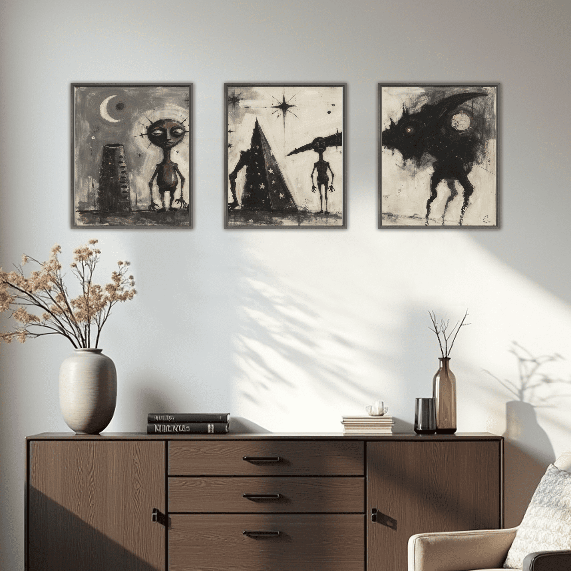 MAYEERTY Modern Abstract Wall Art Painting, Living Room Decor, Black Aluminum Alloy Frame, 23.6"x15.8"