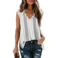thumbnail image 1 of Qarigey Chaleco de algodón para mujer, camiseta sin mangas suave de encaje con cuello en V, ropa básica deportiva para vacaciones para Prendas para la parte del cuerpo raya blanca L, 1 of 6