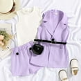 thumbnail image 2 of Odeerbi Toddler Winter Coat Kids Girls Outerwear Jackets Baby Fall Long Sleeve Turndown Collar Set Trousers With Belt Bag Baby 2025 Fashion Suit Purple, 2 of 5