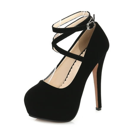 

Colisha Womens Stiletto Heel Pointy Toe Dress Pump Strappy Pumps Women Sexy Heeled Sandals Ankle Strap Heels Shoes Black 8.5