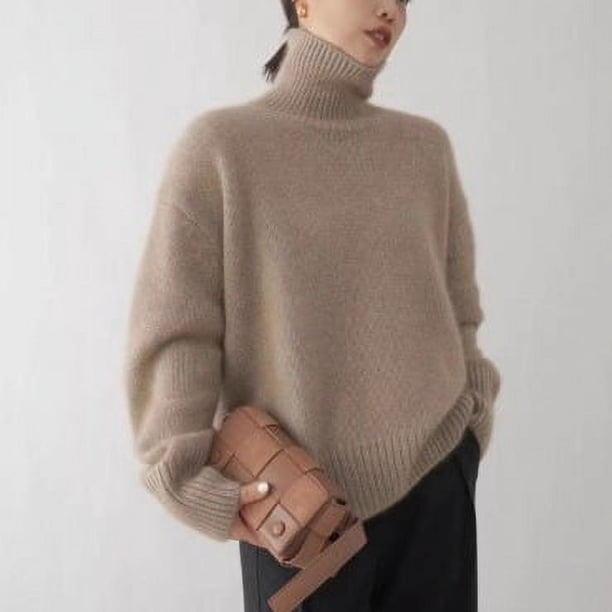 Suéter de cuello alto grueso y holgado de punto que combina con todo, para otoño e invierno, ropa interior, ropa exterior, camisa de estilo holgado