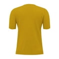 thumbnail image 6 of DondPO Women's T-Shirts Women's Round Neck Short Sleeved Loose T Shirt with A Knit Bottom Short top Shirts for Women Womens tops Yellow L, 6 of 9