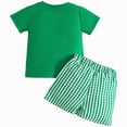 thumbnail image 4 of CAICJ98 Toddler Baby St Patricks Day Outfit Boy Clover Embroidery Smocked Short Sleeve T-Shirt Top and Plaid Shorts Summer Clothes Set (Green,18-24 Months), 4 of 7