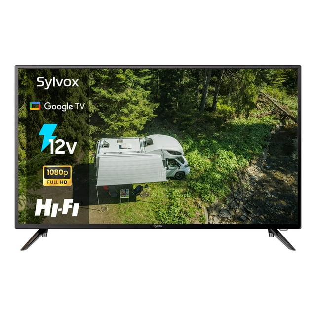 SYLVOX Smart 12Volt TV, 40inch Google TV Support Download Apps with Google Assistant, 1080P Full HD DC/AC Powered Television for RV Camper