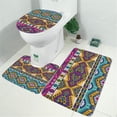 thumbnail image 2 of Yellow Geometric Boho Pattern Bathroom Rugs Sets 3 Piece,Toilet Cover Set,Absorbent Non Slip Bathroom Mats Sets with U-Shaped Contour Rug Toilet Rug Set, 2 of 5