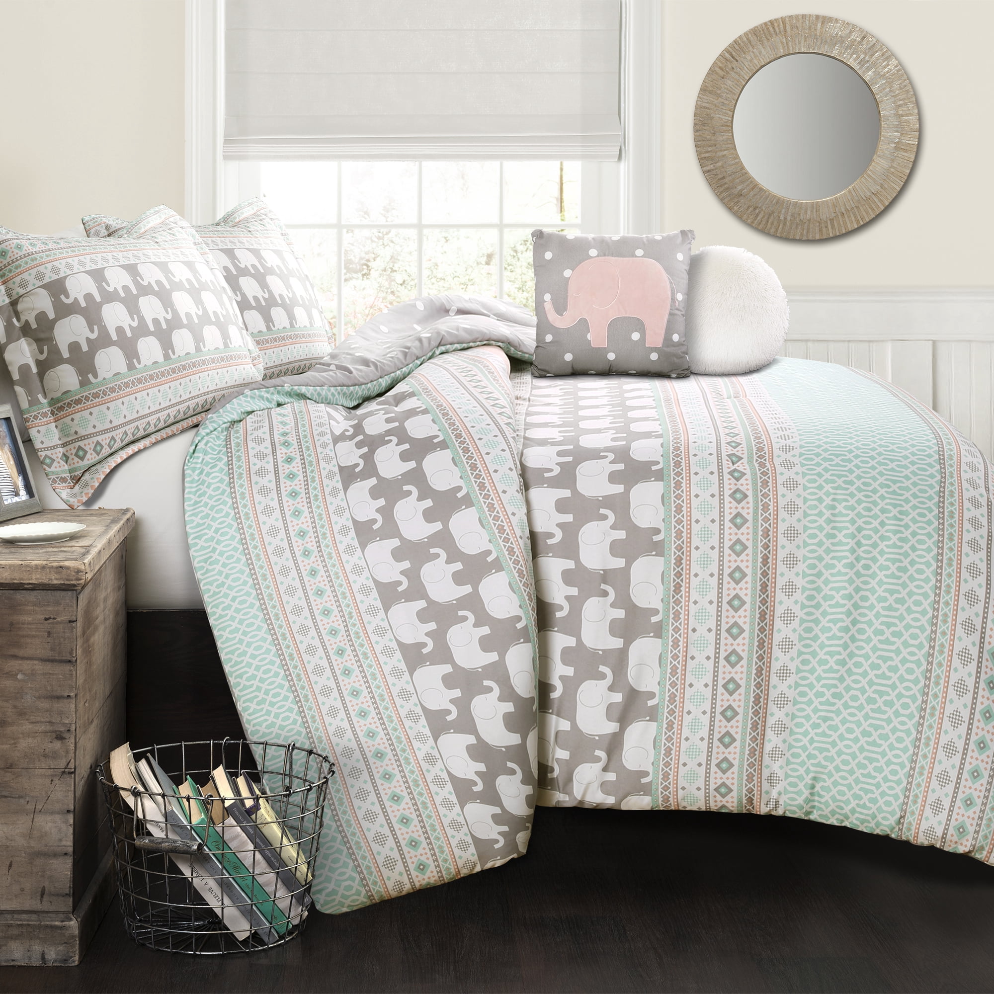 Elephant Stripe Comforter Set by Lush 