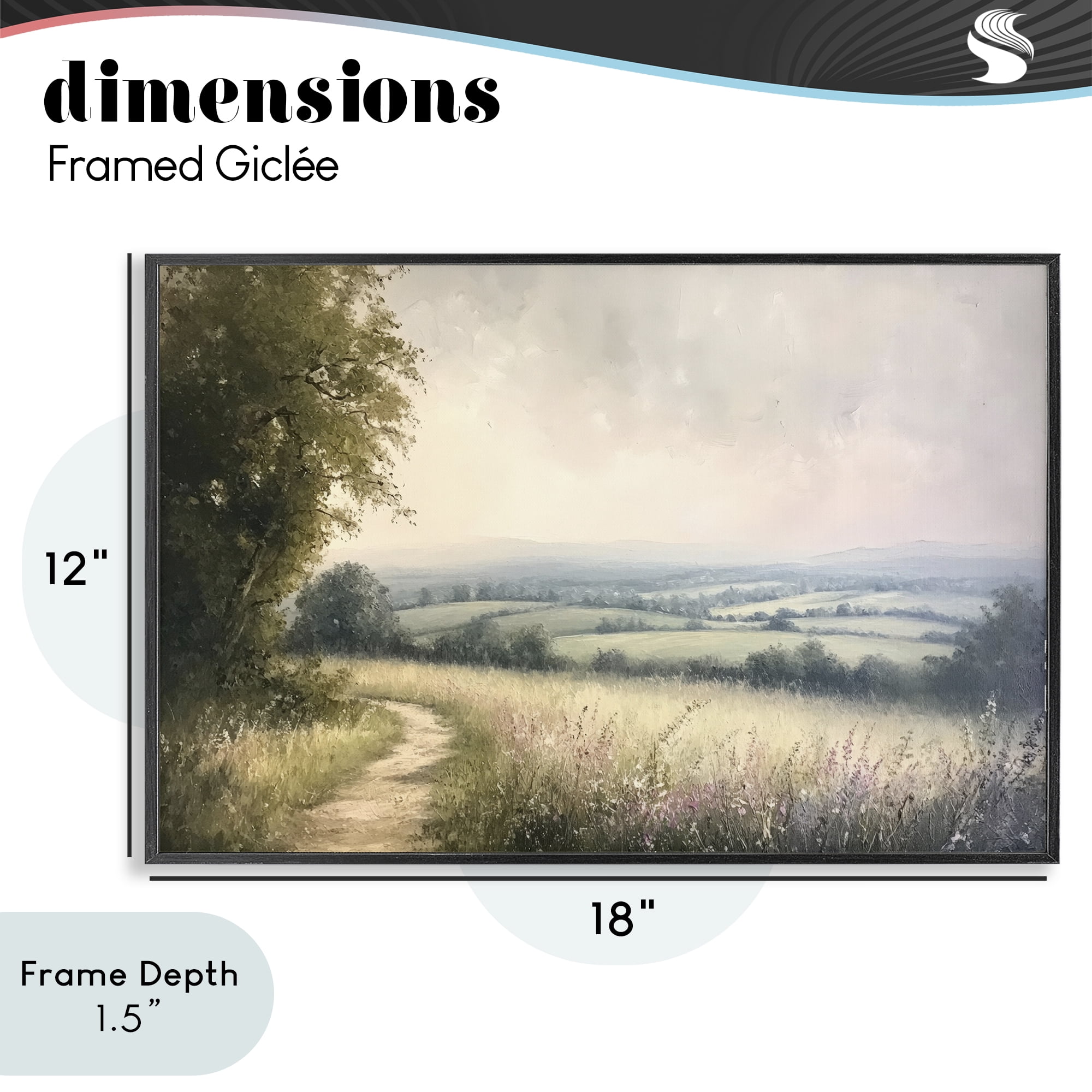 Stupell Industries Rolling Farmlands in Distance Black Framed Giclee Art, design by Petal Prints Design