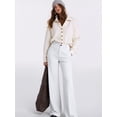 thumbnail image 5 of Women Wide Leg Pants Summer High Waisted Business Casual Work Dress Pants Trousers Slacks White M, 5 of 9
