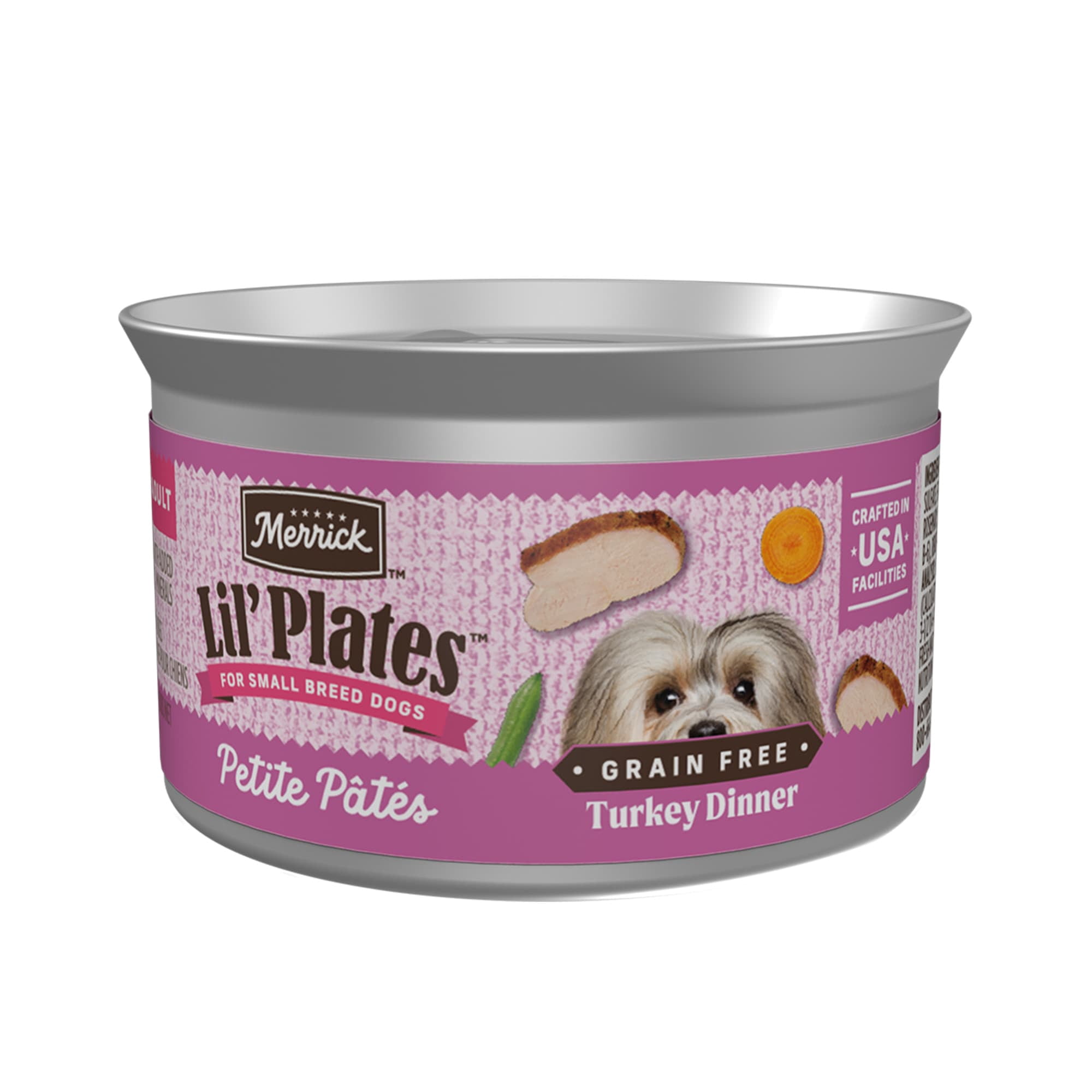 Merrick Lil' Plates Grain Free Turkey Dinner Petite Pates Adult Wet Food for Small Breed Dogs, 3 oz., Case of 24