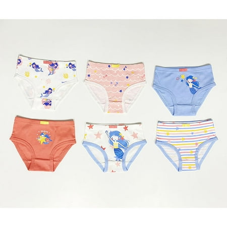 

6pcs Baby Kids Girl Casual Simple Cartoon Printed Triangle Underwear Clothes Six Packs 2-10 Years B 7-8T
