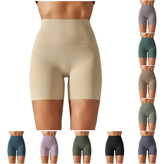 xfsWaSs Soft Biker Shorts Women's Solid Color Yoga Shorts High Waisted Workout Biker Shorts for Women Stretchy Athletic Shorts Breathable