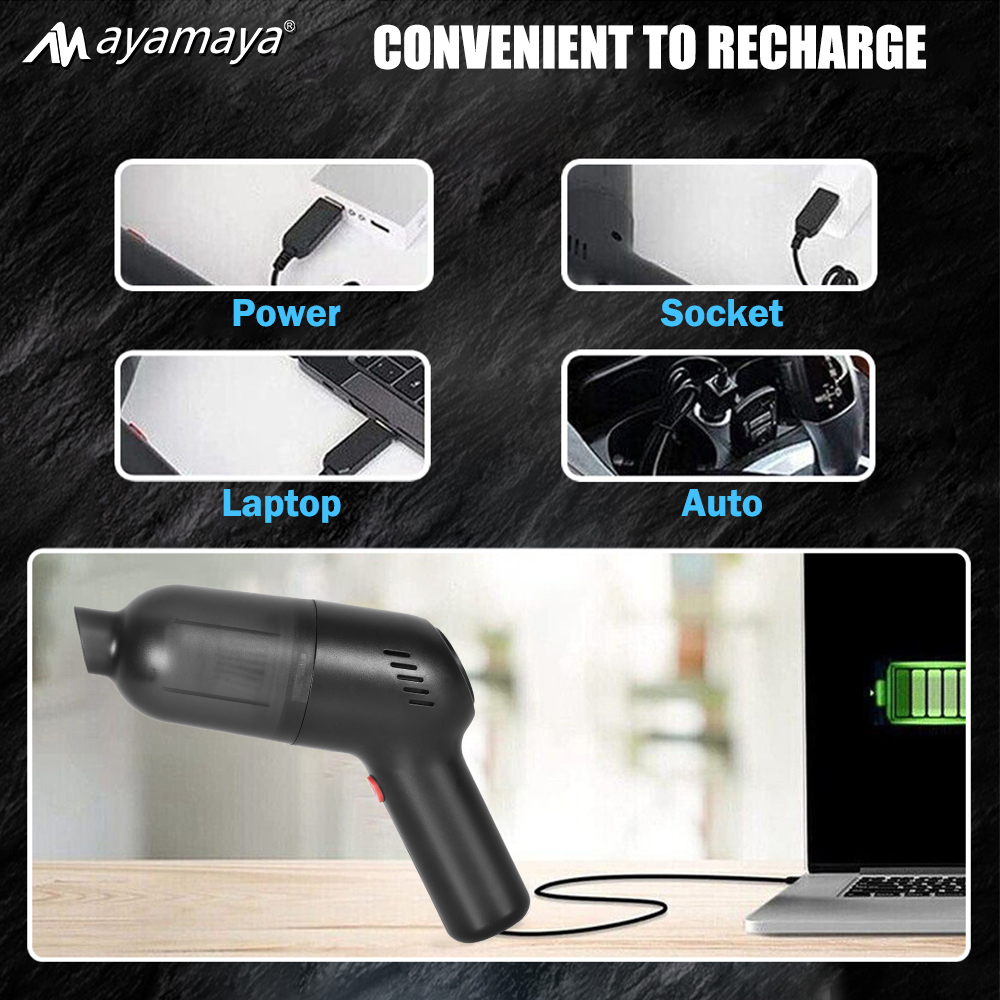 Rechargeable Car Vacuum Cleaner with Brush,AYAMAYA Mini Handheld Vacuum Cordless with 12000PA 120W Power Suction for Home
