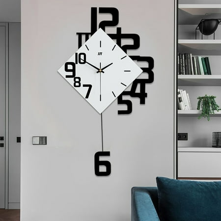 Modern Swing Metal Quartz Silent Wall Clock Nordic Design Hanging Clock 34*63cm for Living Rooms, Bedrooms, Sitting Rooms