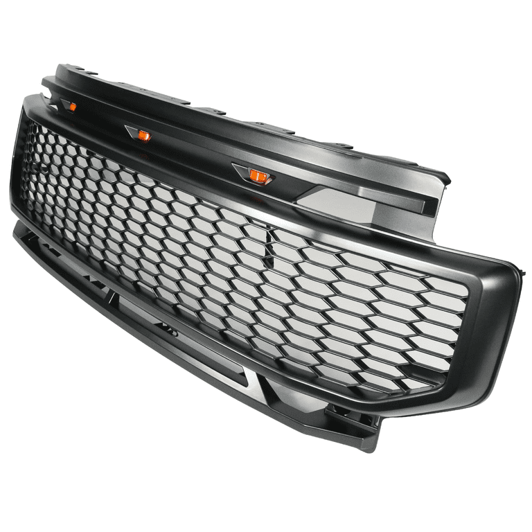 Ikon Motorsports Grille Compatible With 2020-2022 Ford F250 F350 F450 F550  F600 Super Duty Grey ABS Plastic R Style Front Bumper Upper Grill with  Amber Lights 