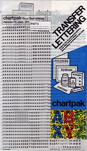 Chartpak Black Dry Transfer Helv Med 12Pt Cln