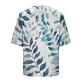 thumbnail image 3 of BiZtdJrK Womens Print Linen Shirts Plus Size Half Sleeve V Neck Button Down Shirt Fashion Boho Travel Vacation Blouses White XXXL, 3 of 5