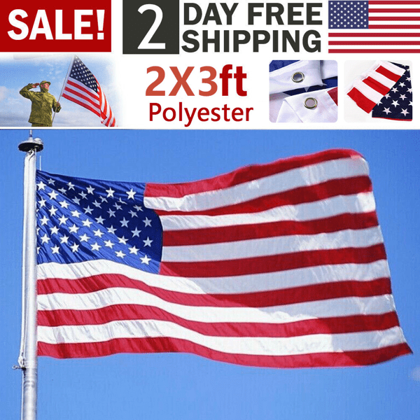 imerelez 1pcs 2X3FT American Flag :USA Flag Printed Nylon Flag National Flag w/Brass Grommets Courtyard Decoration Festival Decoration Flag