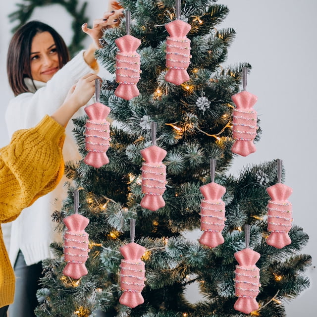 Adornos Navideños Lindo Colgante de Árbol de Navidad de Caramelo de Espuma de Macarrón