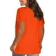 thumbnail image 3 of Blusas Umfun para mujer, color liso, cuello redondo, manga corta, blusa informal versátil, naranja, talla XL, 3 of 4