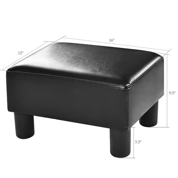 Costway Small Ottoman Footrest PU Leather Footstool Rectangular