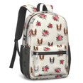 thumbnail image 2 of Boston Terrier and Floral Cream Pattern 17" School Backpacks for Teens,Waterproof Oxford Fabric,S-Shape Padded Straps for School,Travel,Hiking,Camping, 2 of 6