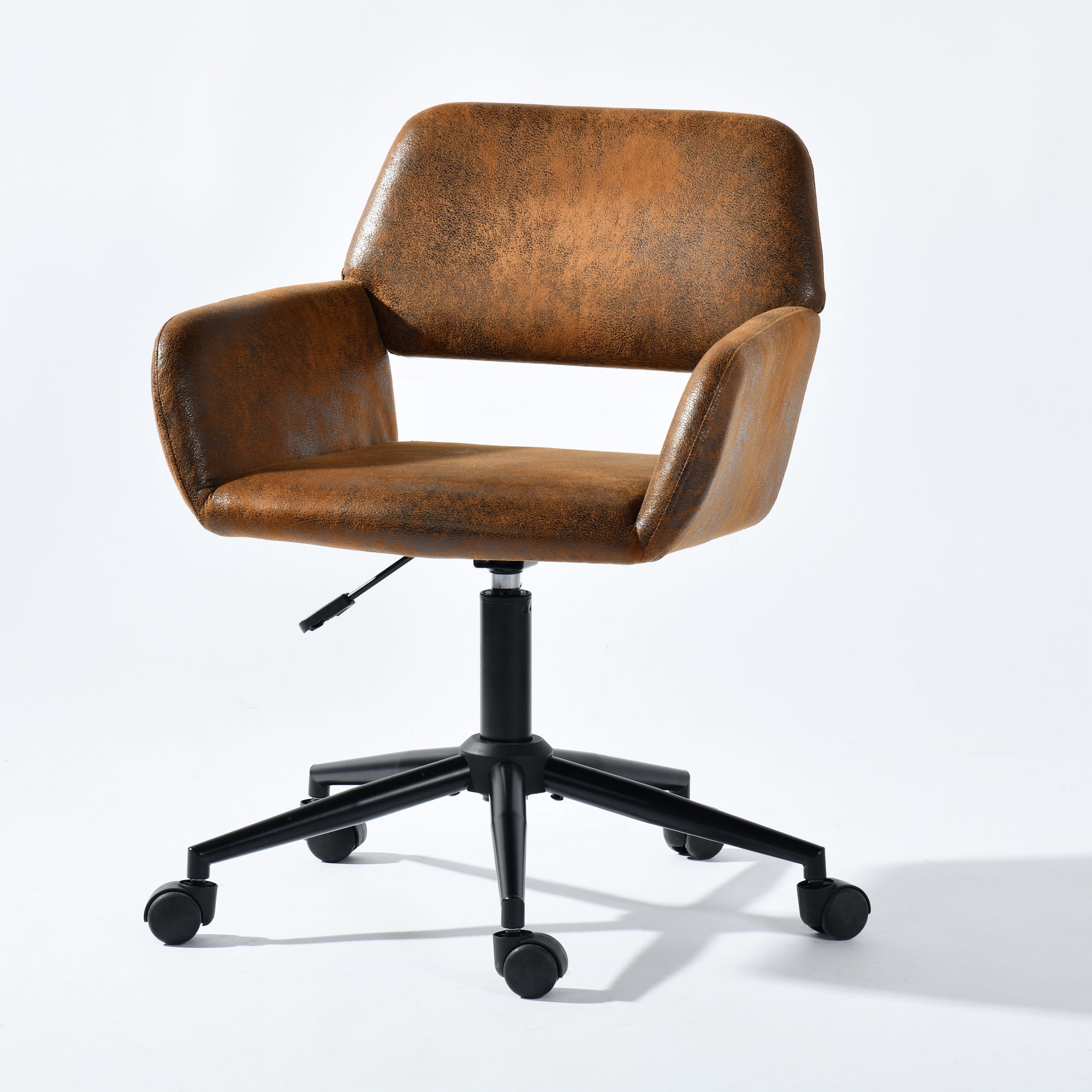 Homy Casa Swivel Reception Chair, Adjustable Office Guest Chair for Lobby or Meeting Room, Brown