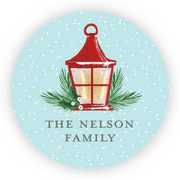 Personalized Holiday circular 1.75" Circular Seal Stickers - Holiday Lantern