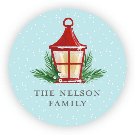 Personalized Holiday circular 1.75" Circular Seal Stickers - Holiday Lantern