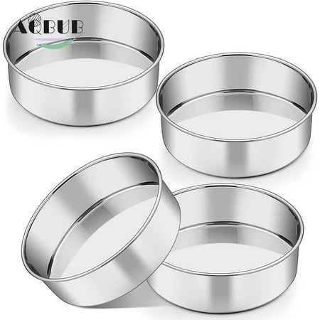 

Cake Pan Set of 4 stainless steel cake round pan for Wedding birthday baking heavy duty thick metal layer tin baking pan mirror polished dishwasher safe