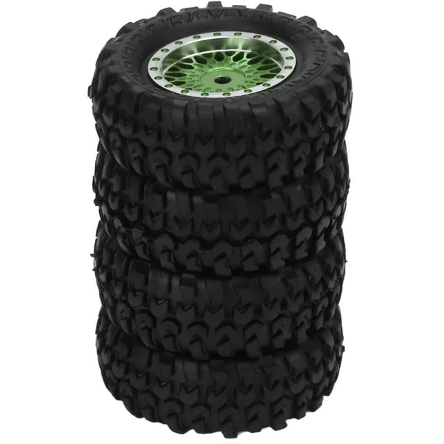 1/16 RC Wheel Hub Set, Flexible Driving Exquisite Craftsmanship RC Car Wheels And Tires Aluminum Alloy For Flat Sports Cars Green