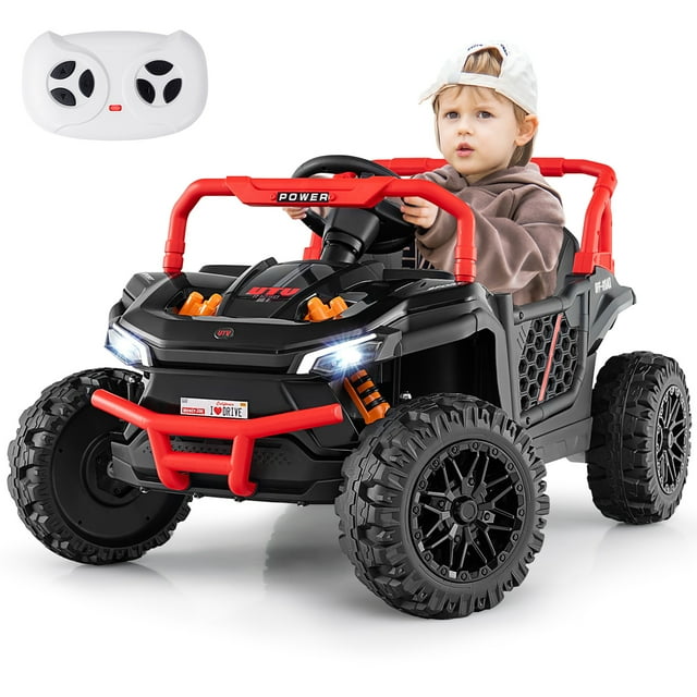 Gymax 12V Kids Ride on Truck w/Parental Remote 3 Speeds & Reverse Forward Function Black