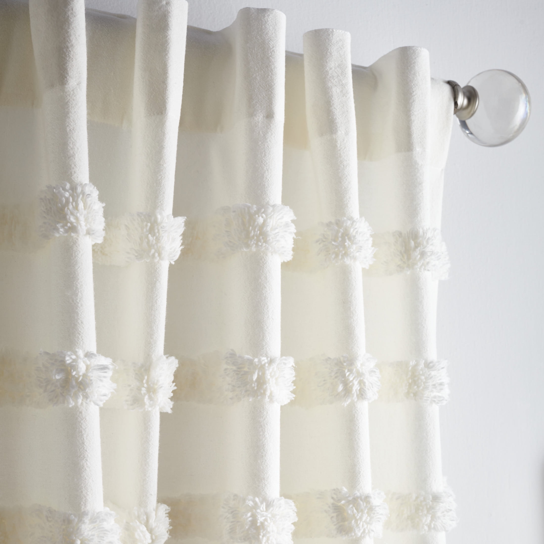 Martha Stewart Water's Edge Tufted Curtain Panel Pair, White, Back Tab, Light Filtering, Indoor, Adult, 2 Piece Set, 50"x 84"
