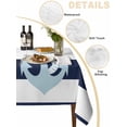 thumbnail image 2 of Navy Blue Striped Table Cloth, Blue Anchor Nautical Farmhouse Waterproof Tablecloth for Square Tables, Reusable Washable Fabric Table Cover for Restaurant Kitchen Dining Tables 60"x60", 2 of 6