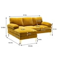 thumbnail image 4 of 81 Inch L-shaped Accent Sofa Set with Padded Back and Armrest, Upholstered Sofa Couch with Chaise and Metal Legs, Corner Sleeper Couch for Living Room, Yellow, 4 of 6