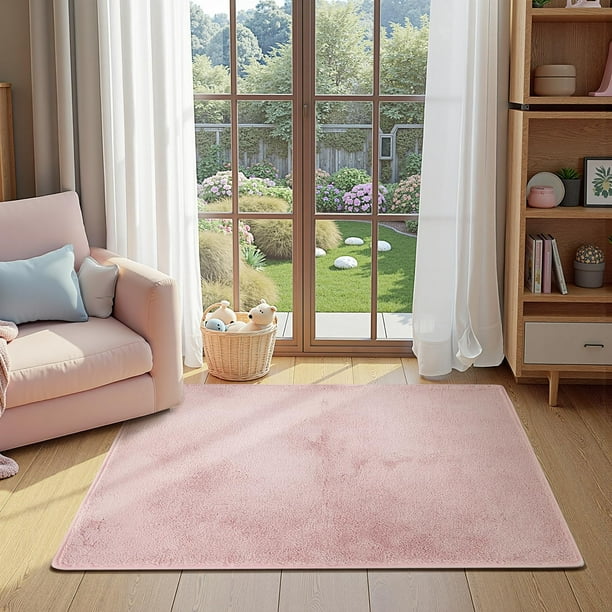 Alfombra de Área jinchan 91x152 cm, Peluda, Lavable y Antideslizante, Rosa
