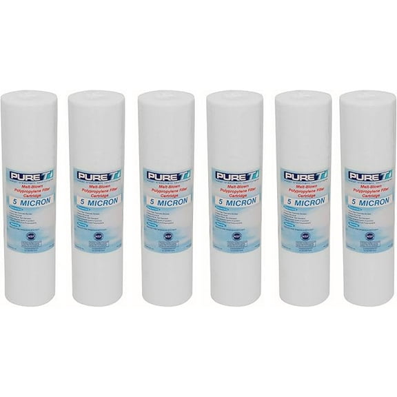 PureT GCB0987005 9.75x2.5" Water Sediment Depth Filter - NSF Certified - Spun Poly Filter Removes Sediment and Other Organic Debris (5 u Micron Rated) (6 Pack)
