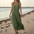 thumbnail image 2 of Admvng Robes pour Femmes Décontractées à Col en V Sans Manches Robe d'Été Grande Taille Ample Longue Robe de Plage d'Été P-2TG, 2 of 7