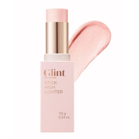 Resaltador en barra Glint (Rosy Moon 0.24 oz) - Barra iluminadora multiusos que se puede construir y mezclar para un brillo natural duradero. Maquillaje coreano. Ojos Mejillas Nariz Labios.