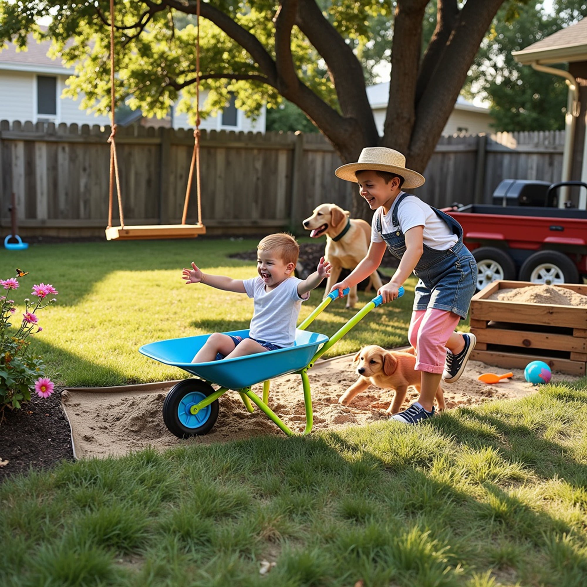 G & F Products Kids Wheelbarrow 10041 JustForKids, Garden Fun, 3+ Years Old Real Metal