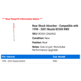 thumbnail image 2 of Rear Shock Absorber - Compatible with 1998 - 2001 Mazda B2500 RWD 1999 2000, 2 of 2