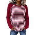 thumbnail image 4 of WIHOLL Women's Long Sleeve Shirts Fashion Striped Raglan T-Shirt Casual Loose Fit Crewneck Pullover Top 2026 Fall Sweatshirts for Women, 4 of 9