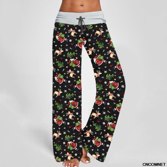 RWJDXD Pantalon de Plage Ample et Confortable pour Femmes, Imprimé Floral, Grand, Mode Été