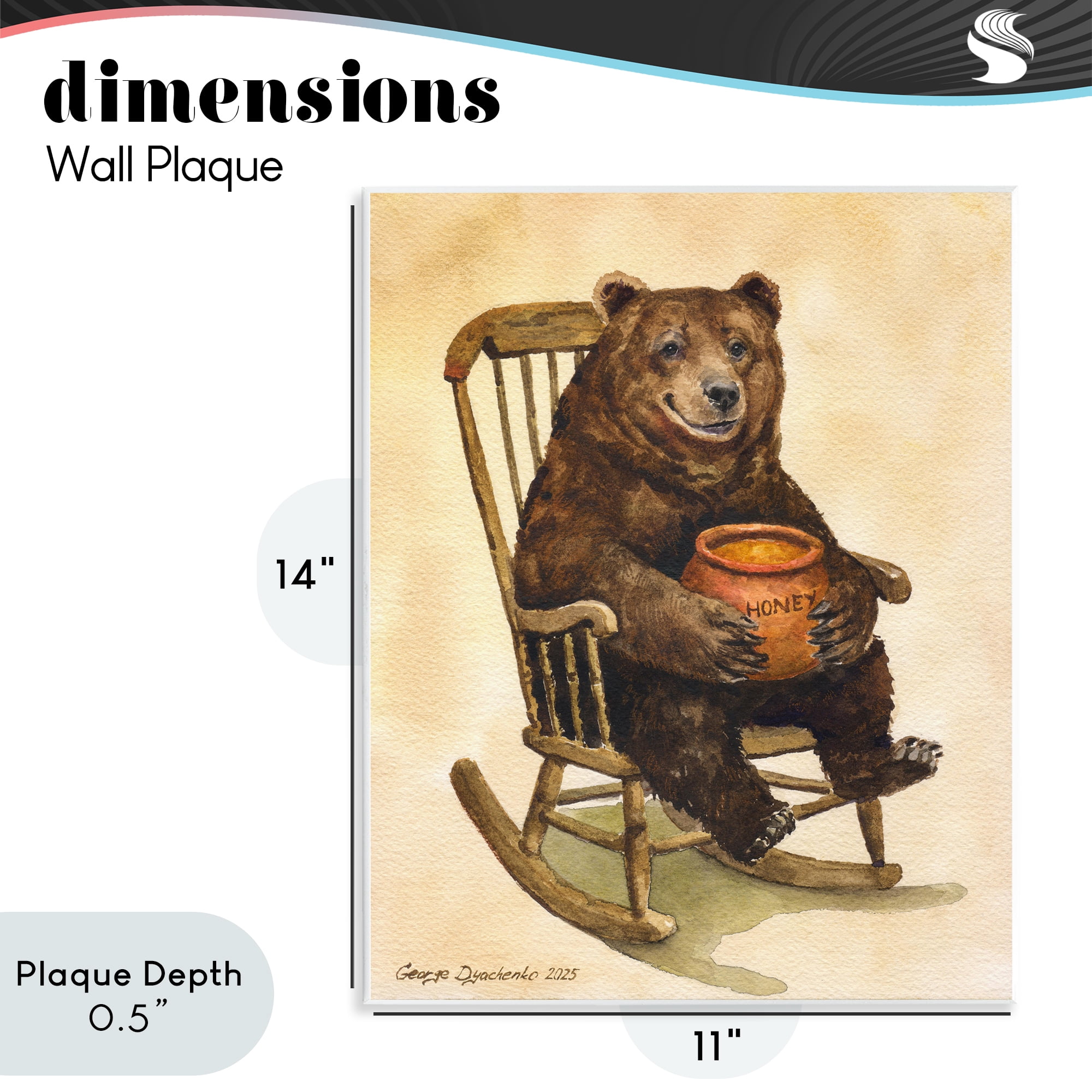 Stupell Industries Happy Bear & Pot of Honey Wall Plaque Art, design by George Dyachenko