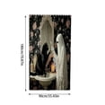 thumbnail image 2 of Hvot&aat Halloween Waterproof Shower Curtain, 35.43 X 70.87IN Brushing Ghost and Cat Pattern, Spooky Cute Bathroom Curtain with Hooks for Bath Decor, 2 of 5