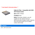 thumbnail image 2 of Cabin Air Filter - Compatible with 2005 - 2018 Toyota Avalon 2006 2007 2008 2009 2010 2011 2012 2013 2014 2015 2016 2017, 2 of 2