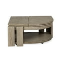thumbnail image 2 of Magnussen Home Conrad Stone Pie Shaped Lift Top Cocktail Table With Casters, 2 of 16
