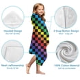 thumbnail image 7 of Colorful Rainbow Checkered Pattern Hooded Bath Towel，50"x30" for Ages 3 To 12 Kids, Quick Dry Lightweight Soft Microfiber Hood Beach Towel Cover Up for Kids, 7 of 7