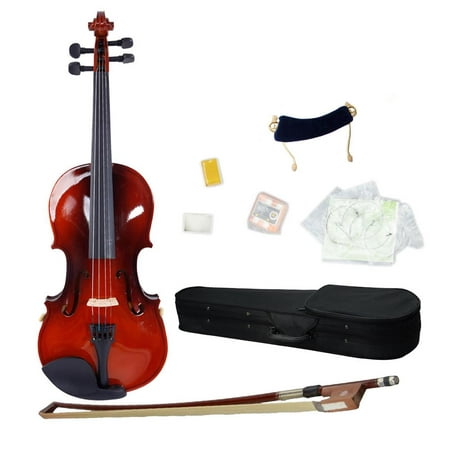 Glarry 1/8 Acoustic Student Solid Violin Fiddle Starter Kit with + Case + Bow + Rosin + Strings + Shoulder Rest +