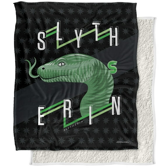 Harry Potter Blanket, 50"x60" Harry Potter Neo Industries Slytherin Silky Touch Sherpa Back Super Soft Throw Blanket